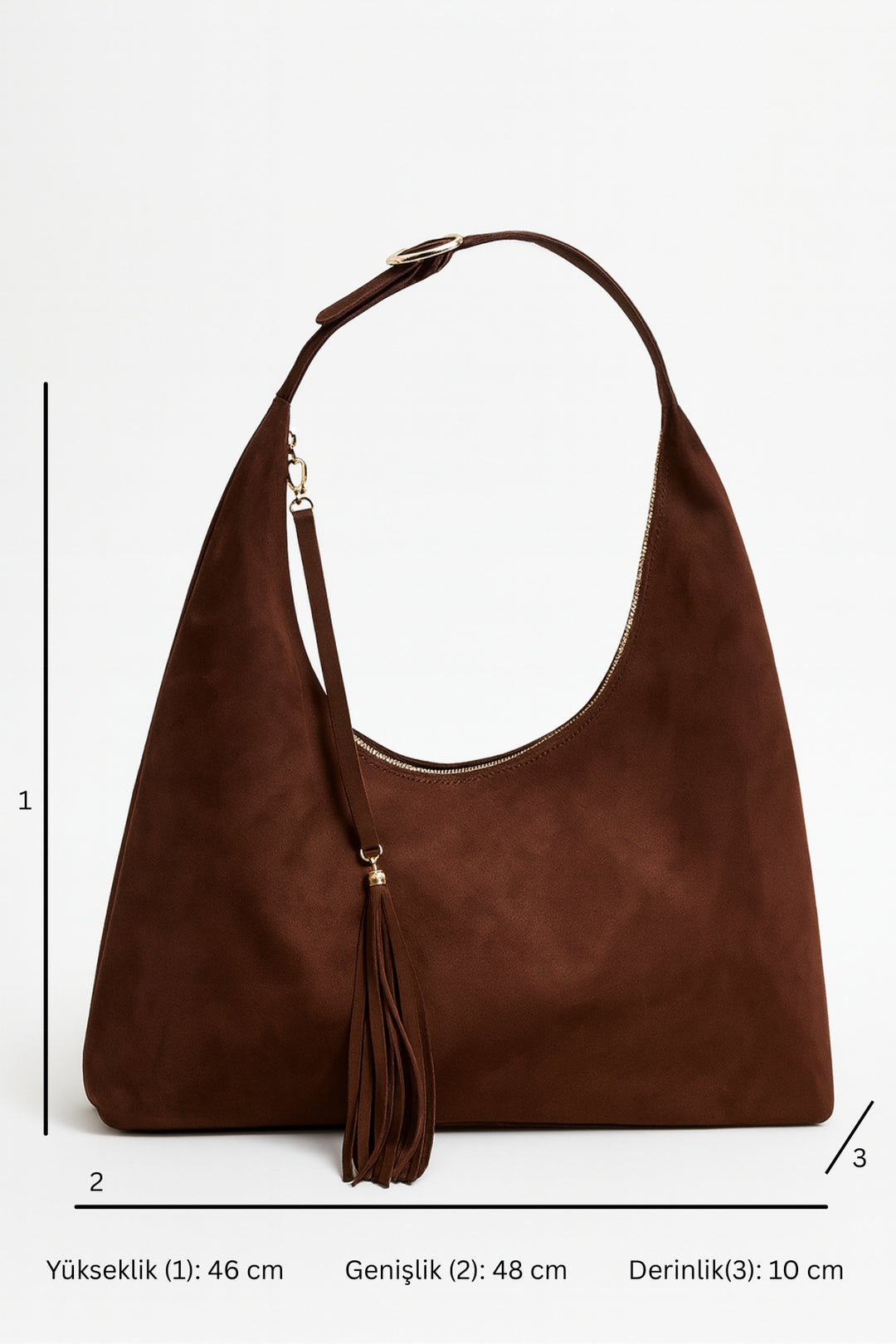 SORRE XL Suede Omuz Çantası | Kahverengi