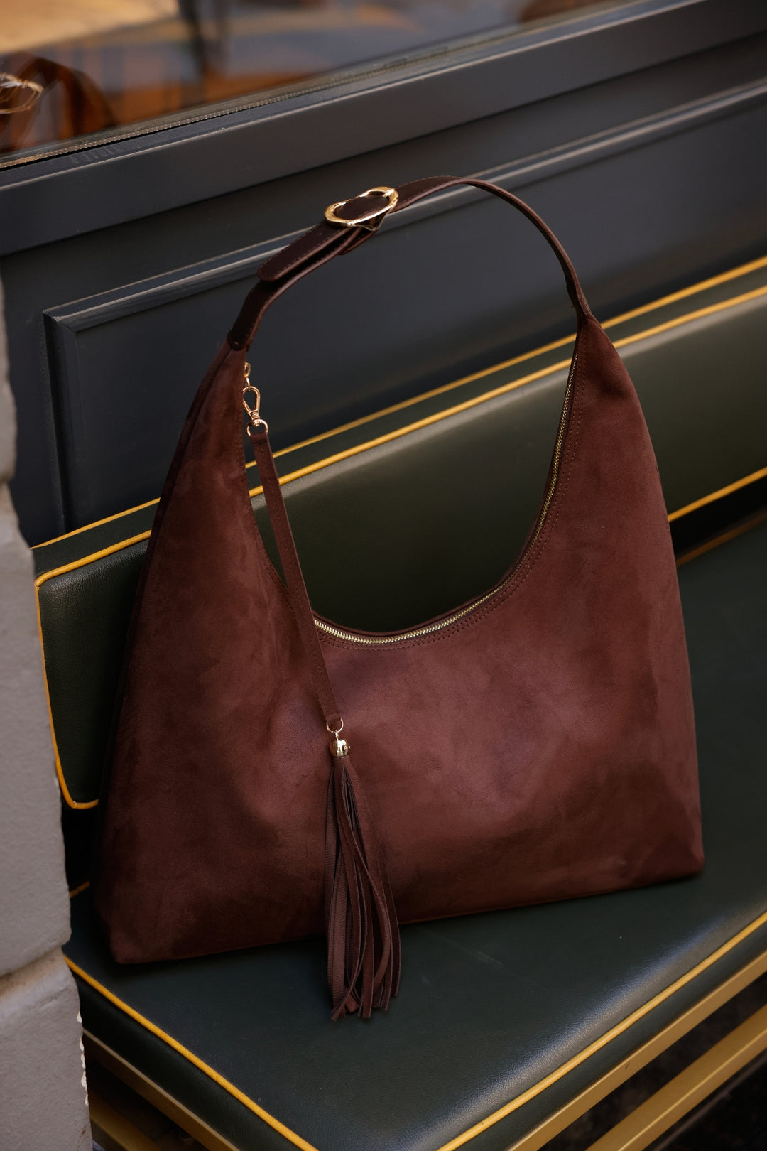 SORRE XL Suede Omuz Çantası | Kahverengi