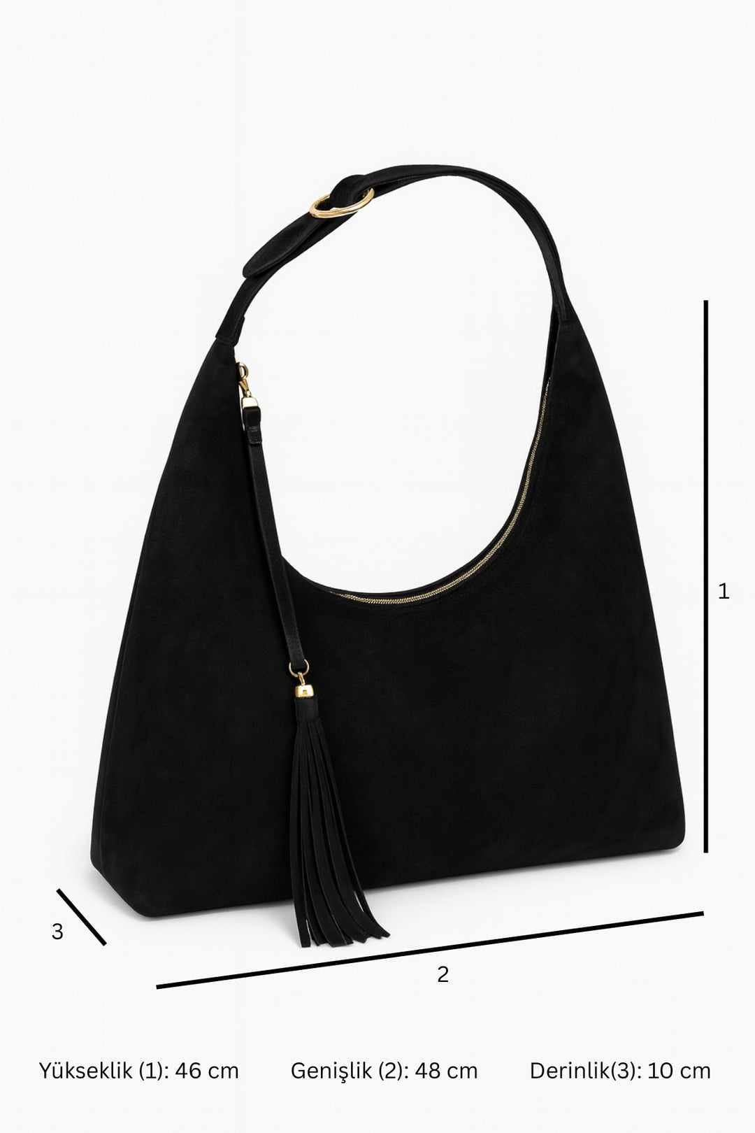 SORRE XL Suede Omuz Çantası | Siyah