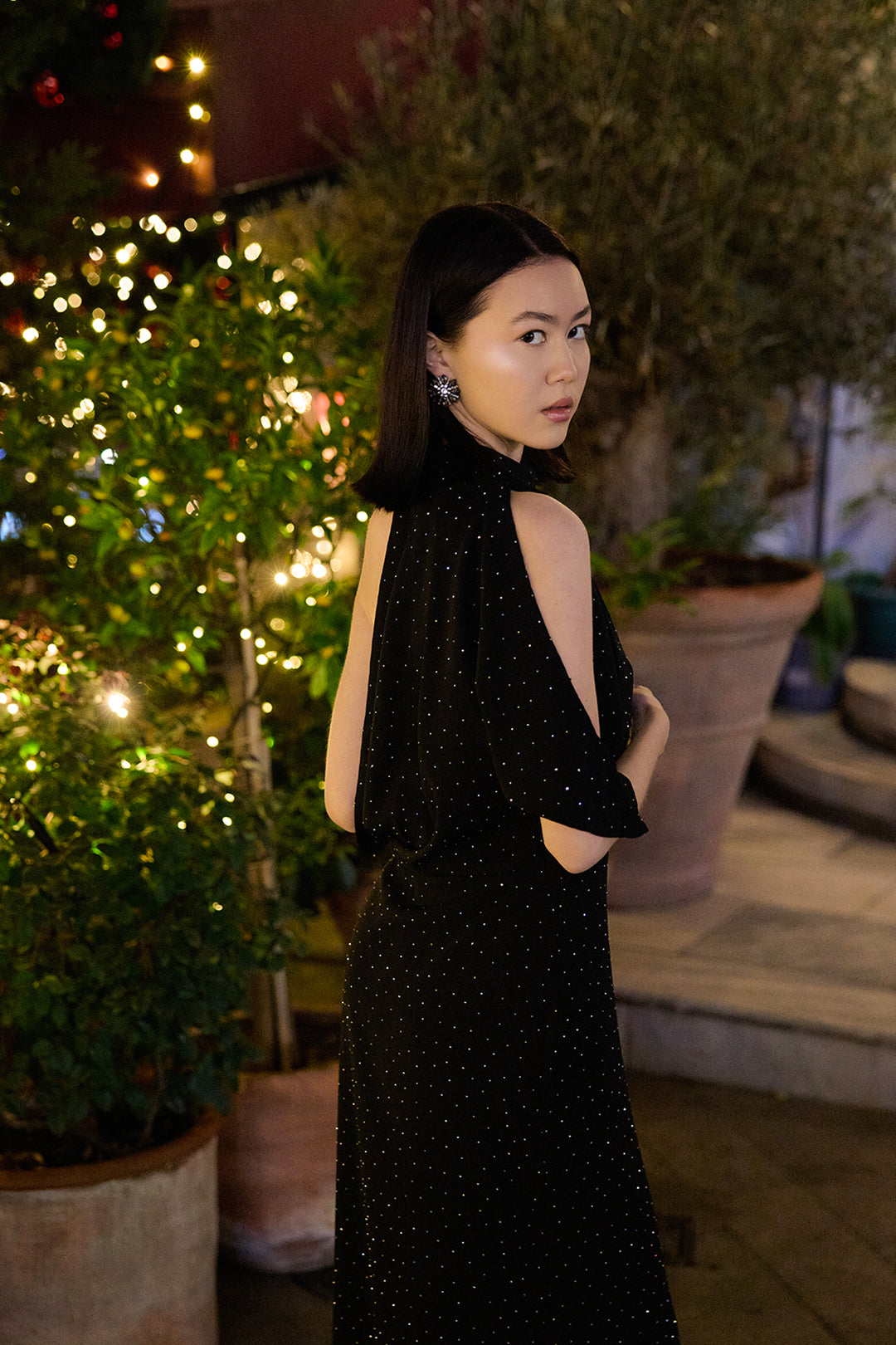 DIVINA Taş İşlemeli Sırt Detaylı Elbise