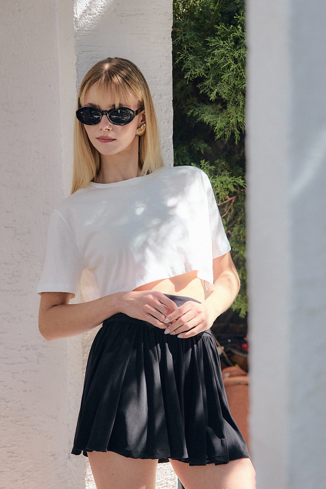 RIVERA Siyah Dökümlü Şort Etek