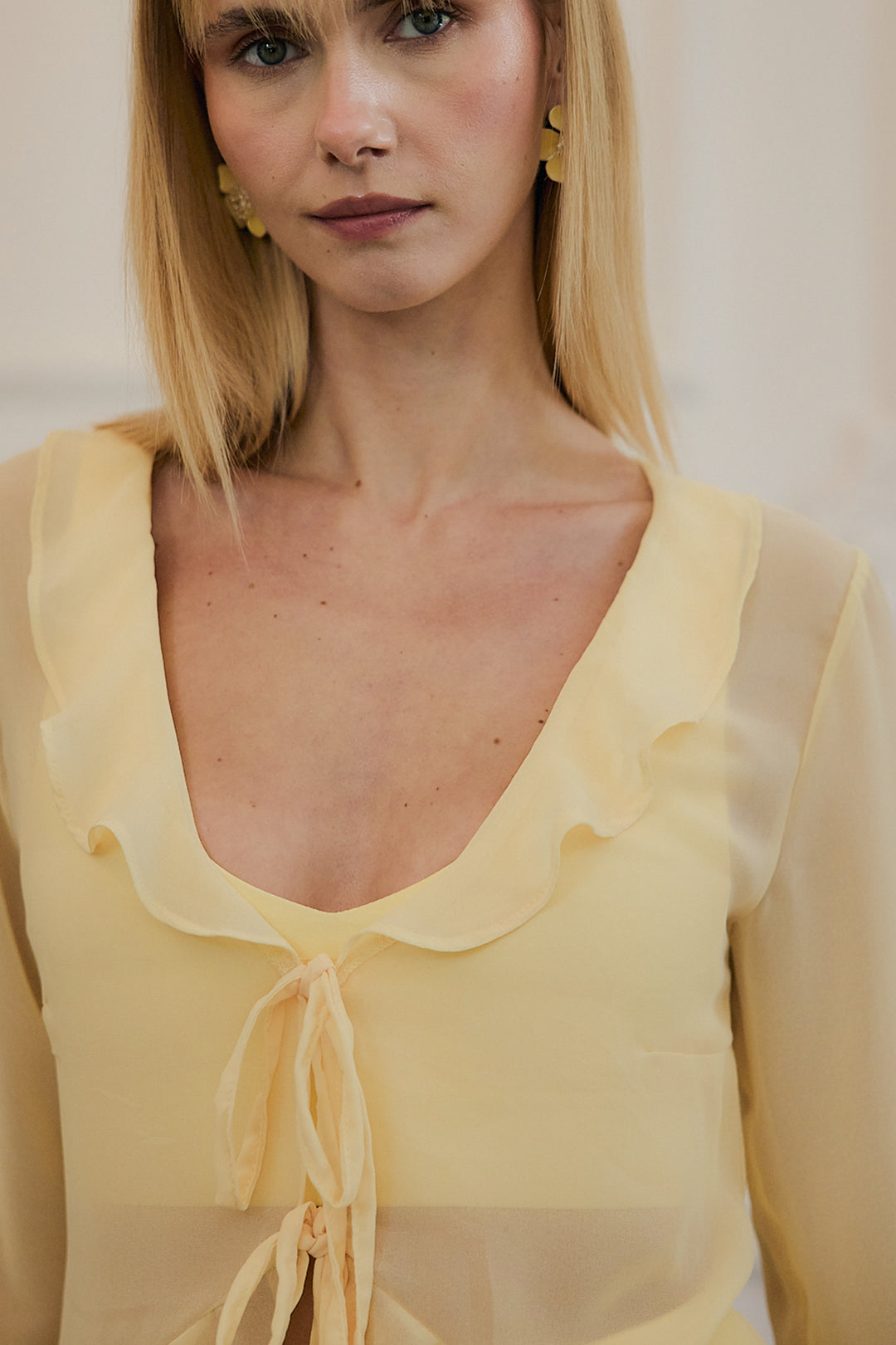 SORELLA Şifon Bluz | Butter Yellow