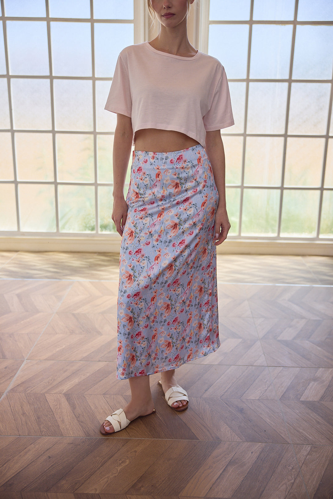 PINA Çiçekli Saten Etek