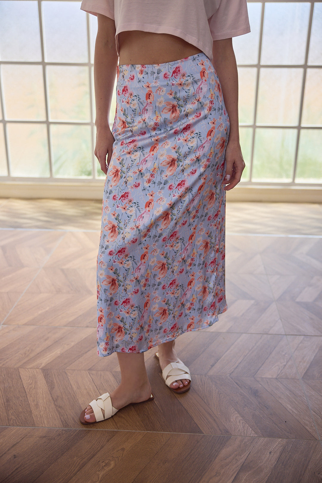 PINA Çiçekli Saten Etek