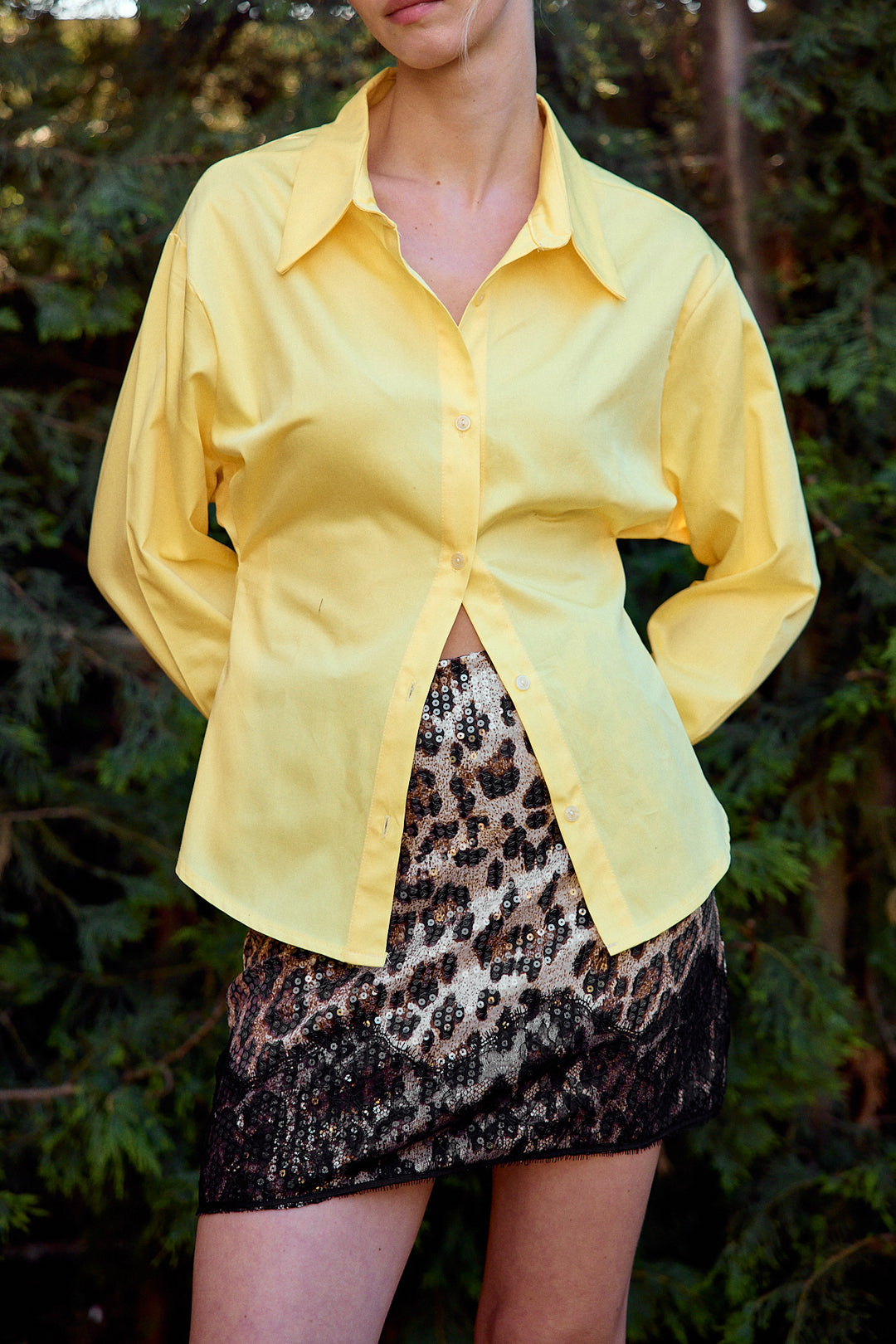 Dantel Detaylı Payetli Leopar Etek