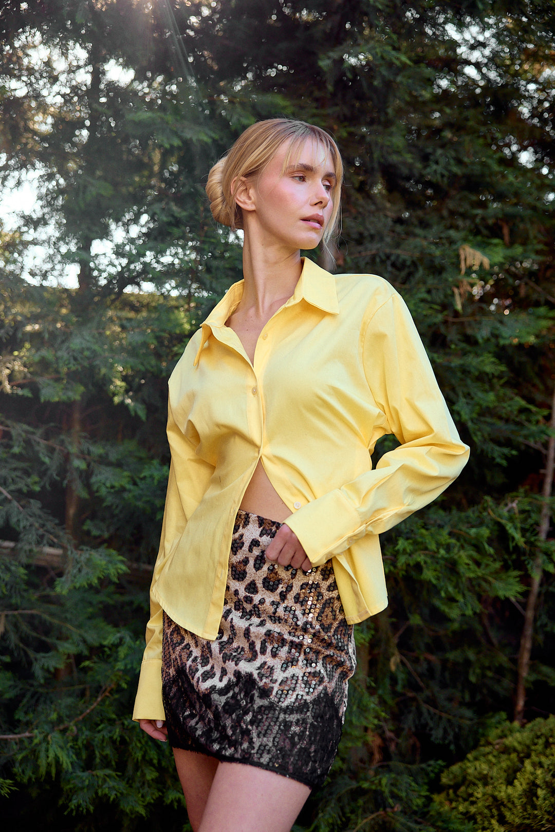 Dantel Detaylı Payetli Leopar Etek