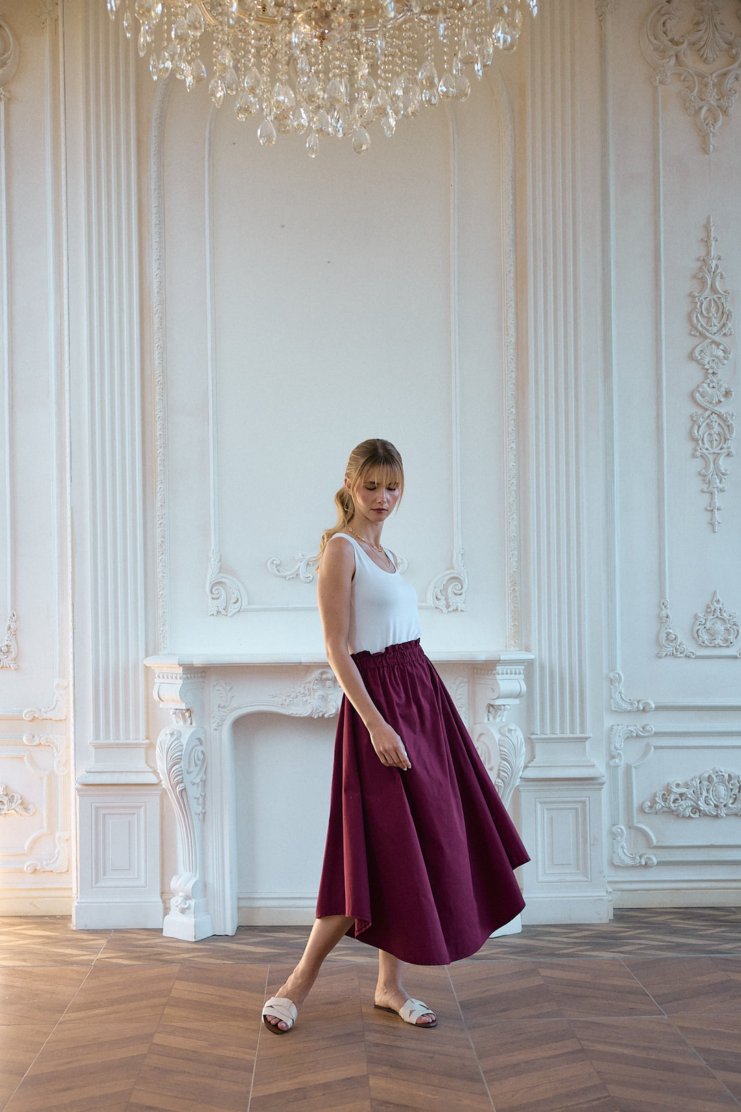 TOSCANA Pamuklu Uzun Etek | Bordo