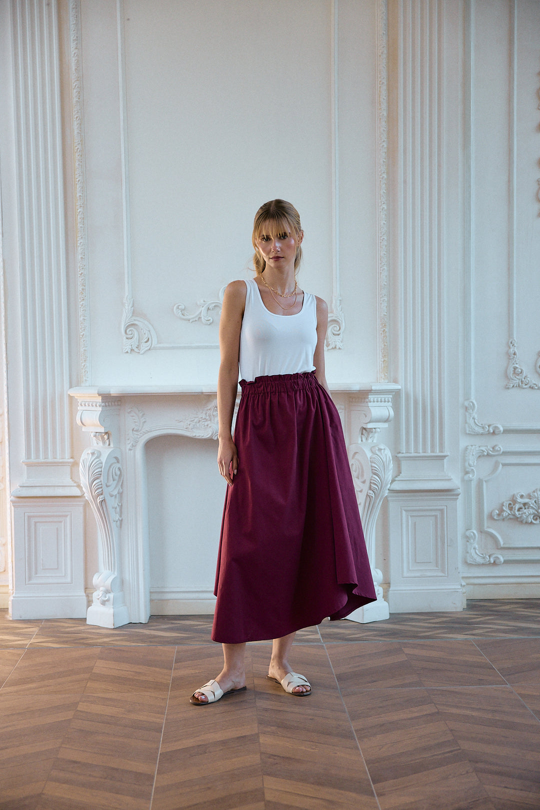 TOSCANA Pamuklu Uzun Etek | Bordo