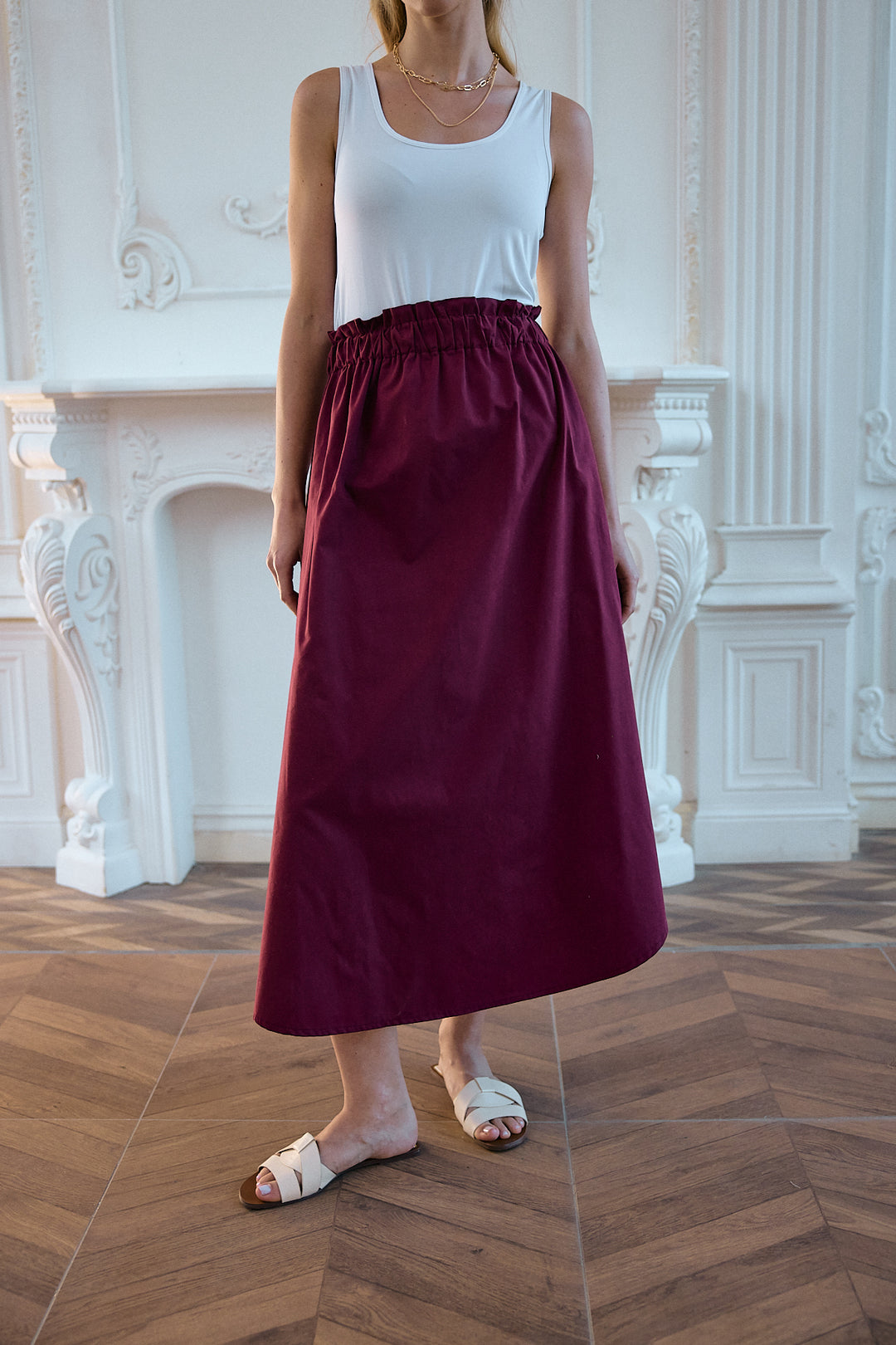 TOSCANA Pamuklu Uzun Etek | Bordo