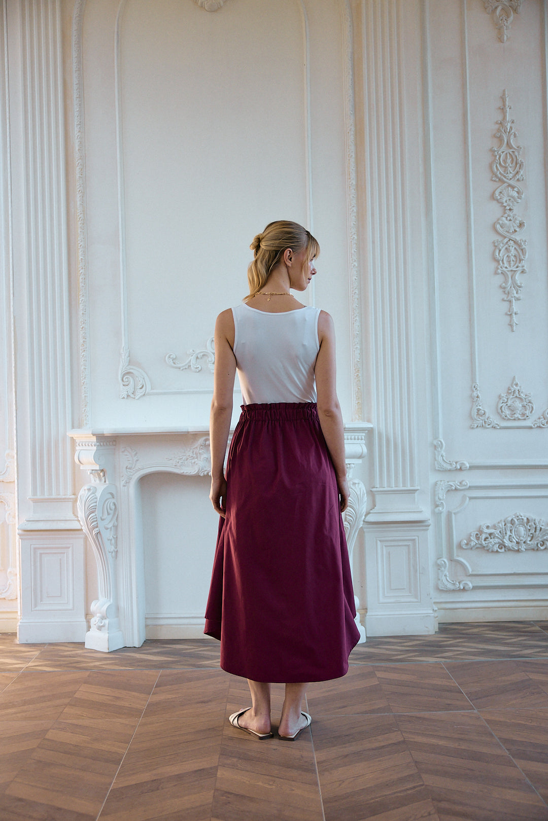 TOSCANA Pamuklu Uzun Etek | Bordo