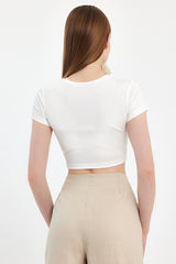 LILY Beyaz Crop T-shirt