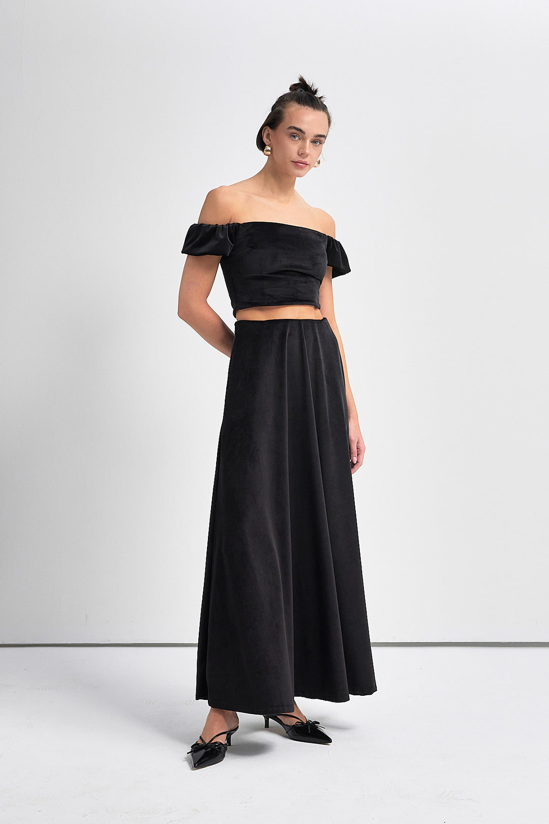 SERENITA Kadife Uzun Kloş Etek