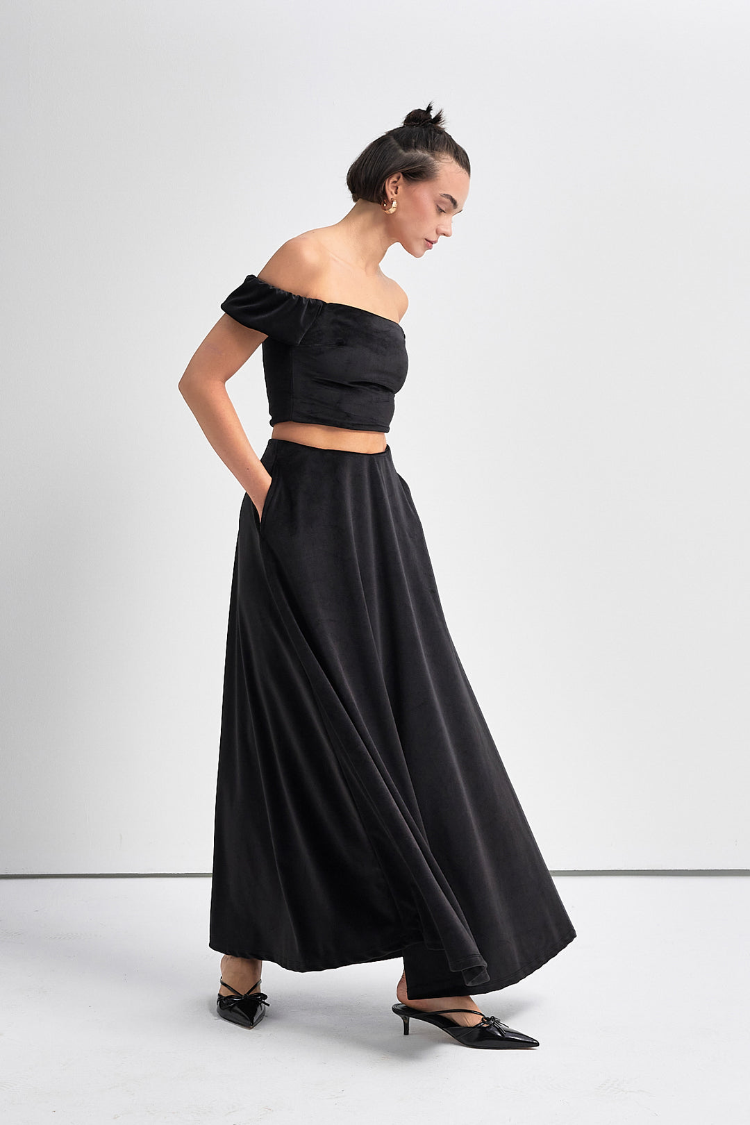 SERENITA Kadife Uzun Kloş Etek