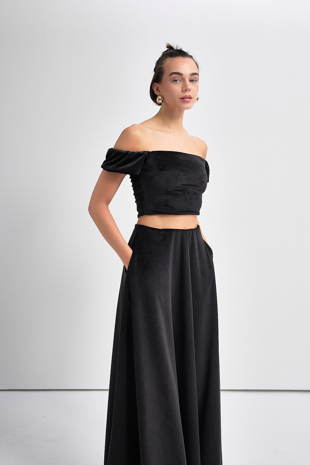 SERENITA Kadife Uzun Kloş Etek