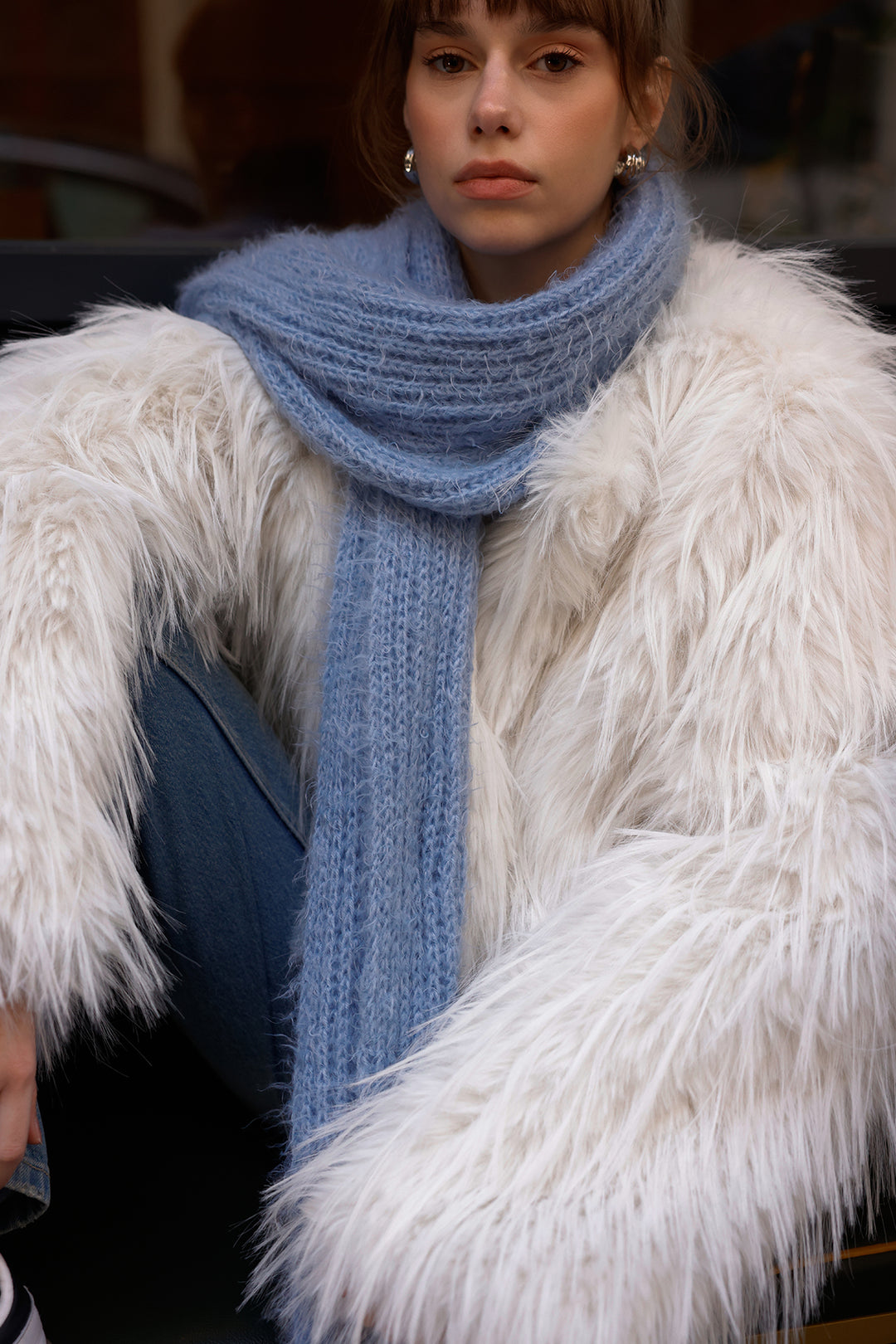 PELOTE El Örgüsü Atkı | Mavi