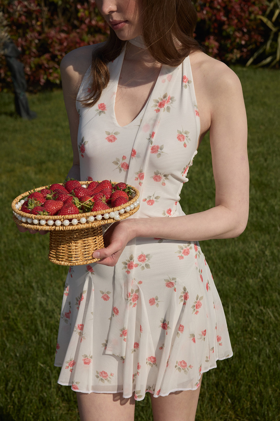 ROSALINA Gül Desenli Mini Tül Elbise