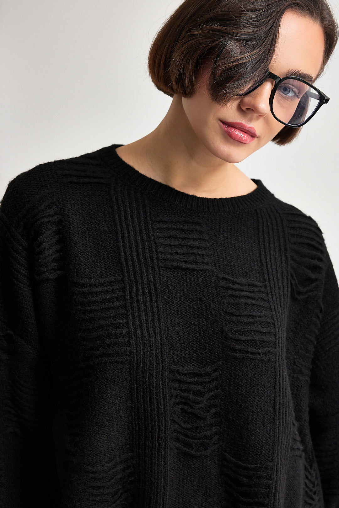 TALYA Siyah Oversize Kazak