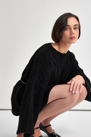 TALYA Siyah Oversize Kazak