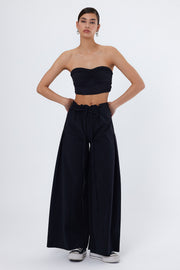 TANA Siyah Straplez Crop Top