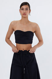 TANA Siyah Straplez Crop Top