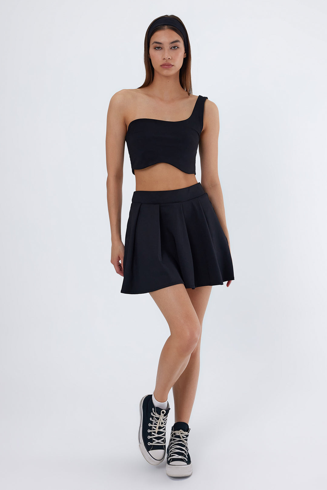 LEDA Siyah Pileli Şort Etek