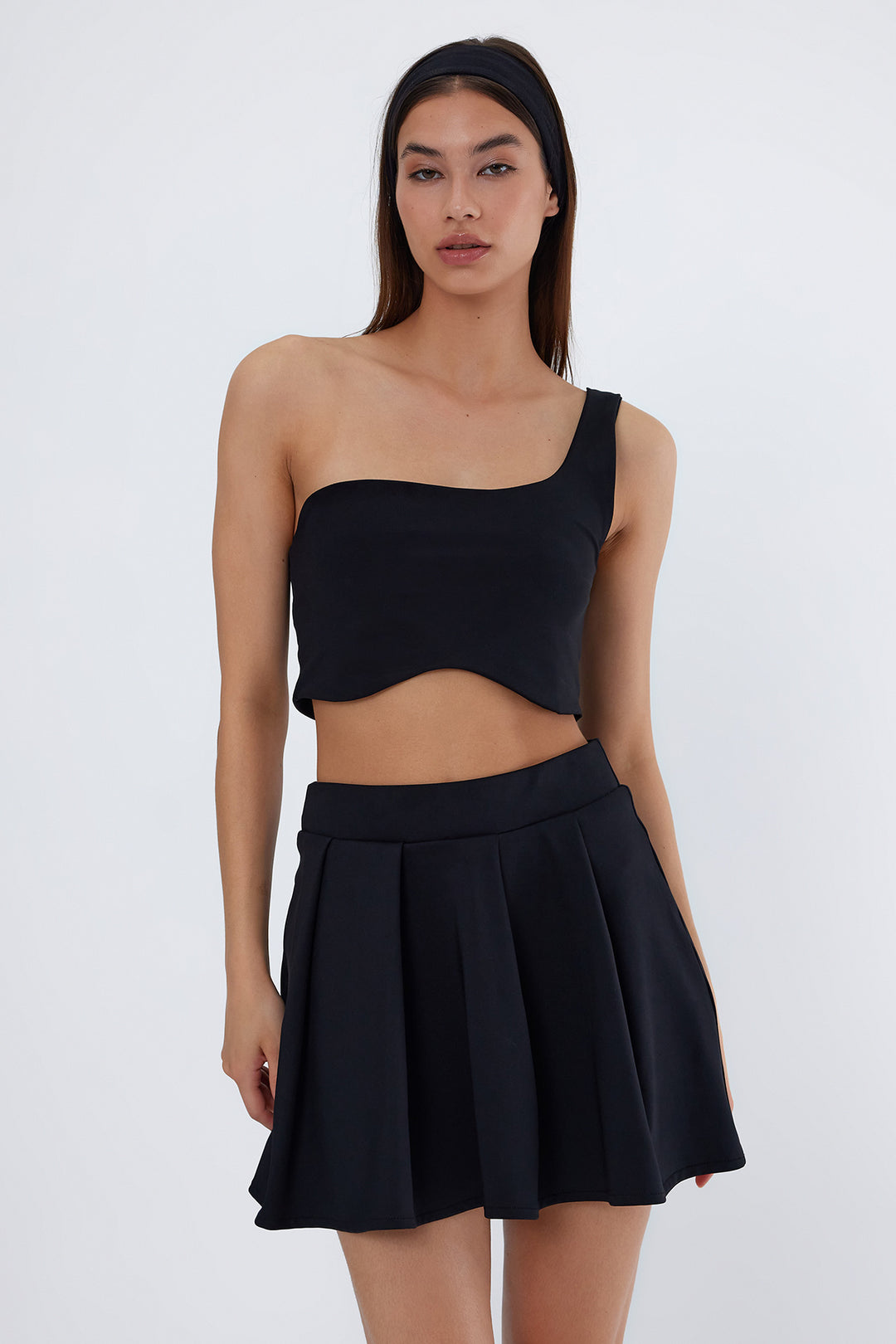 LEDA Siyah Pileli Şort Etek