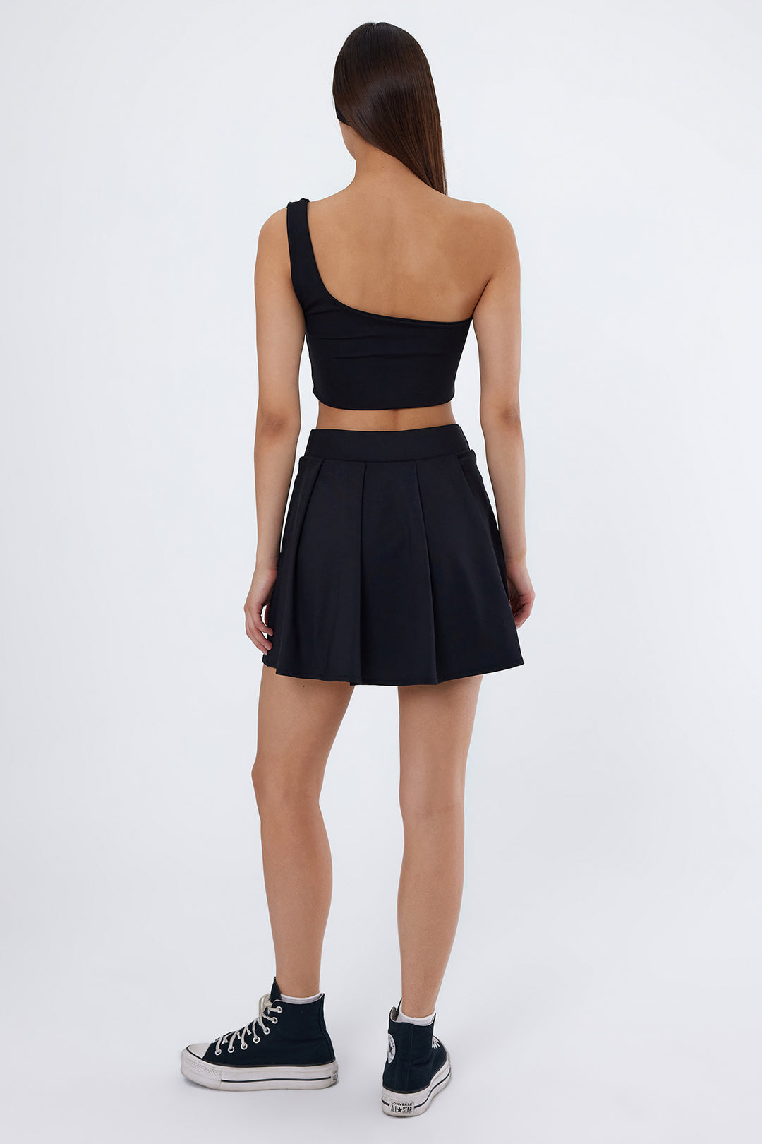 LEDA Siyah Pileli Şort Etek