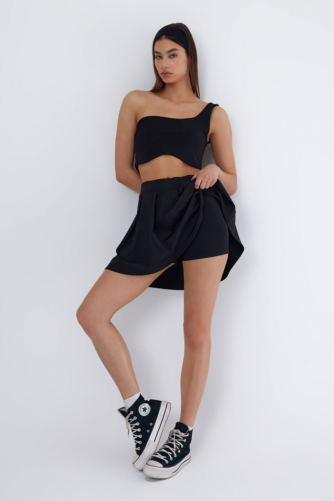 LEDA Siyah Pileli Şort Etek