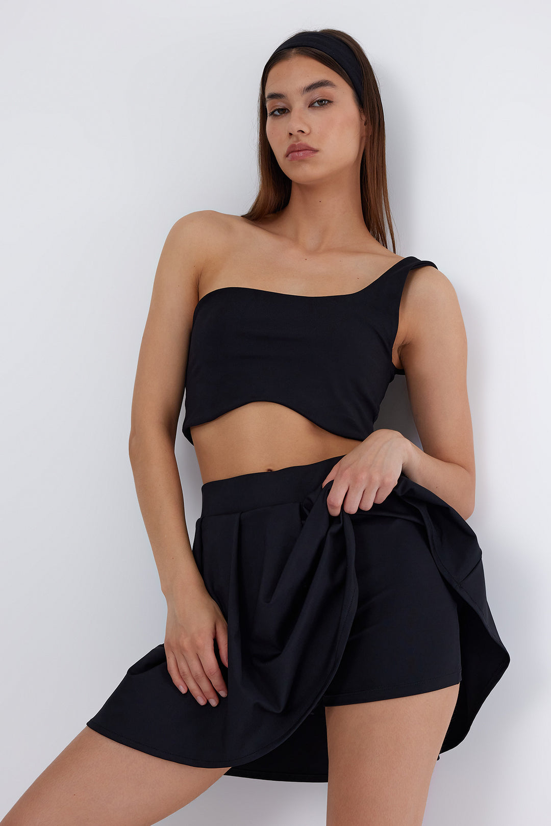 LEDA Siyah Pileli Şort Etek