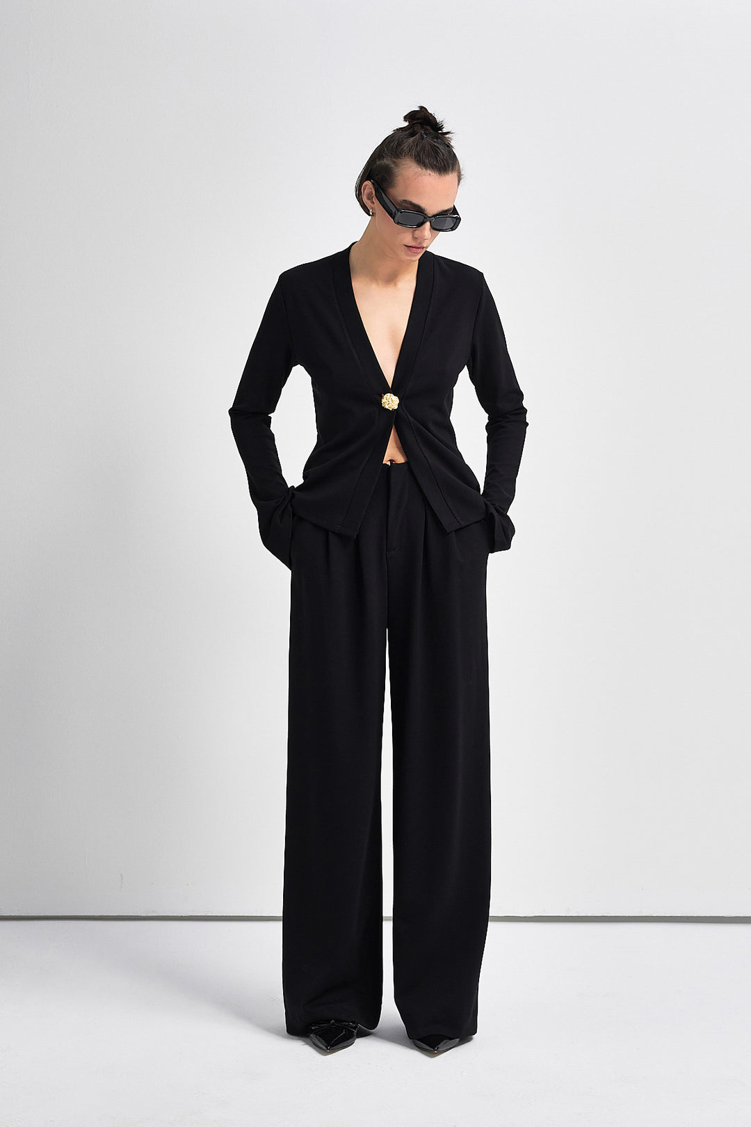 TORINO Altın Düğme Detaylı Bluz