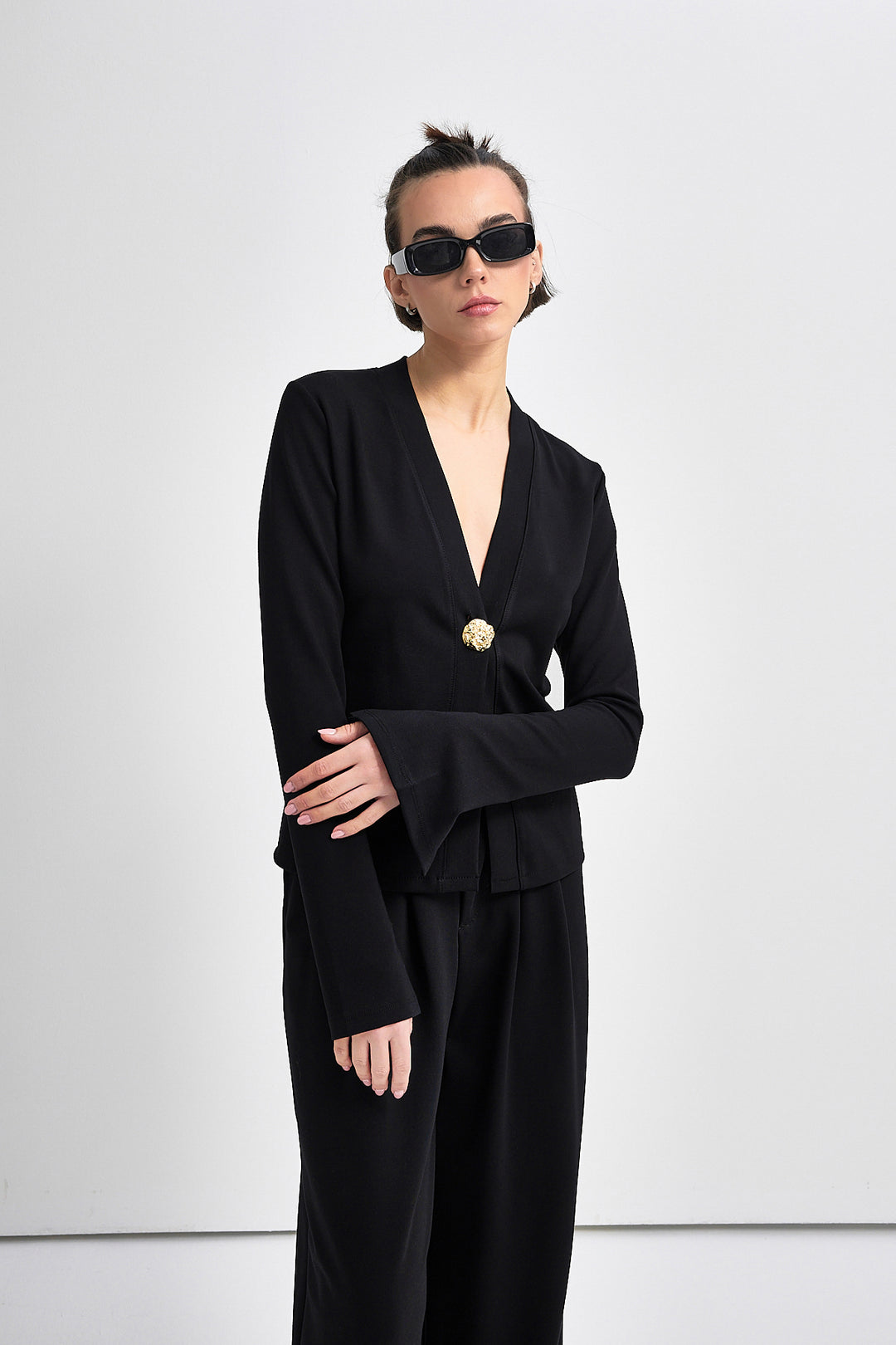 TORINO Altın Düğme Detaylı Bluz