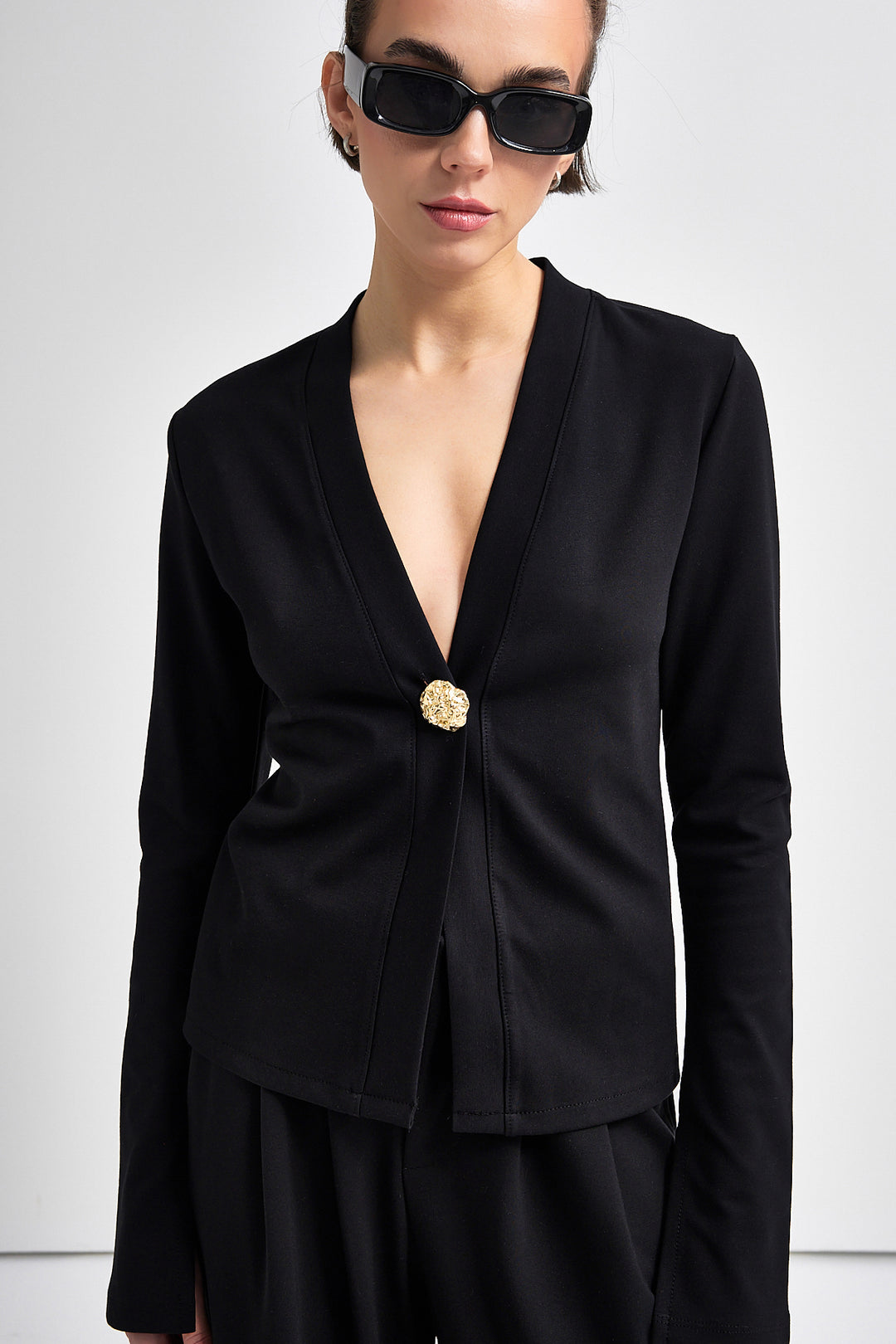 TORINO Altın Düğme Detaylı Bluz