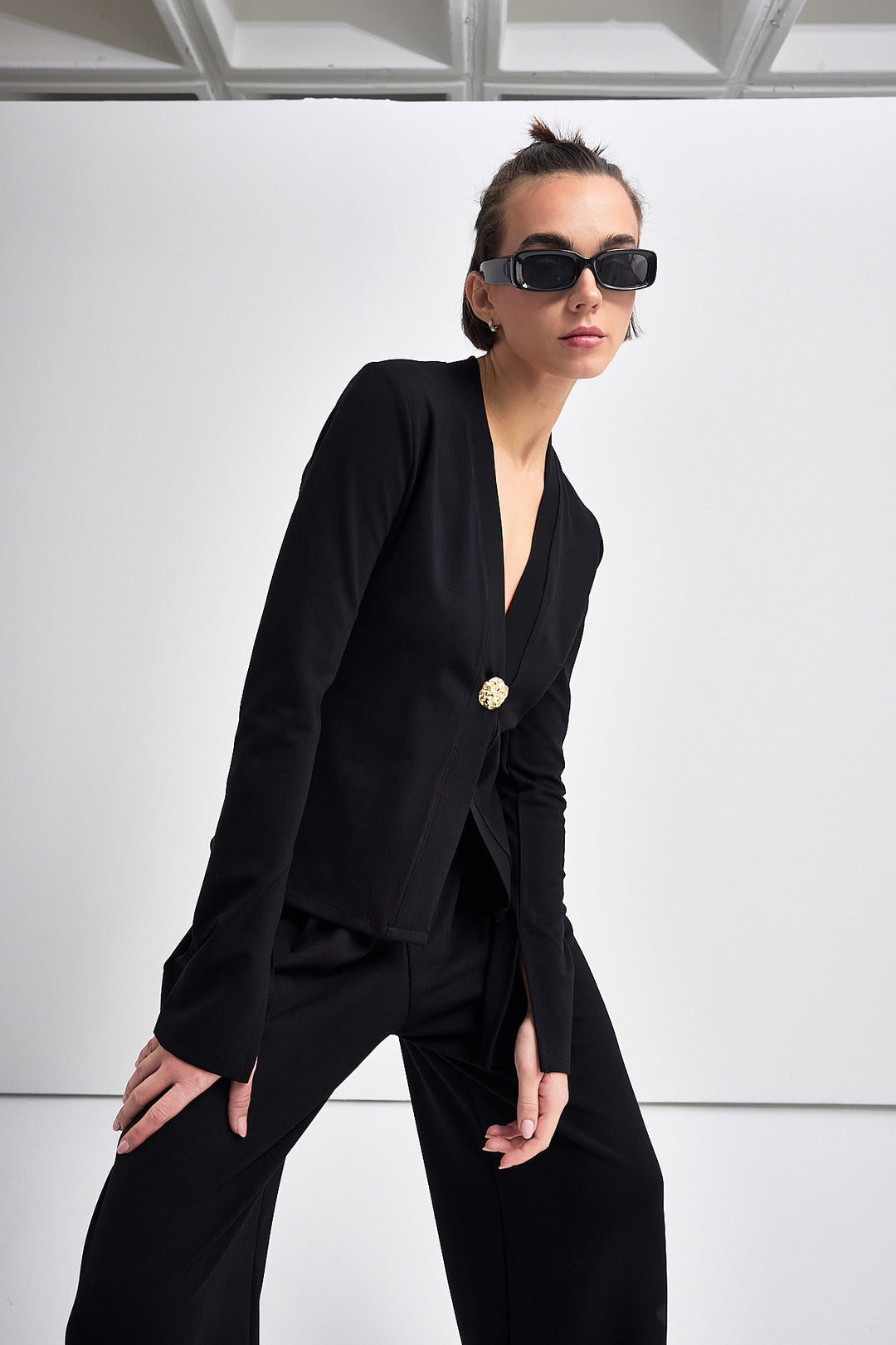 TORINO Altın Düğme Detaylı Bluz