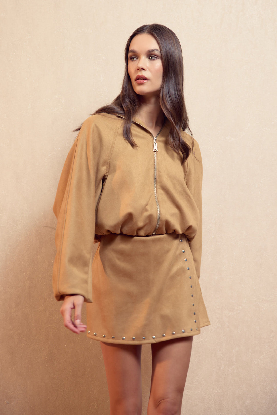 Süet Sweatshirt | Camel