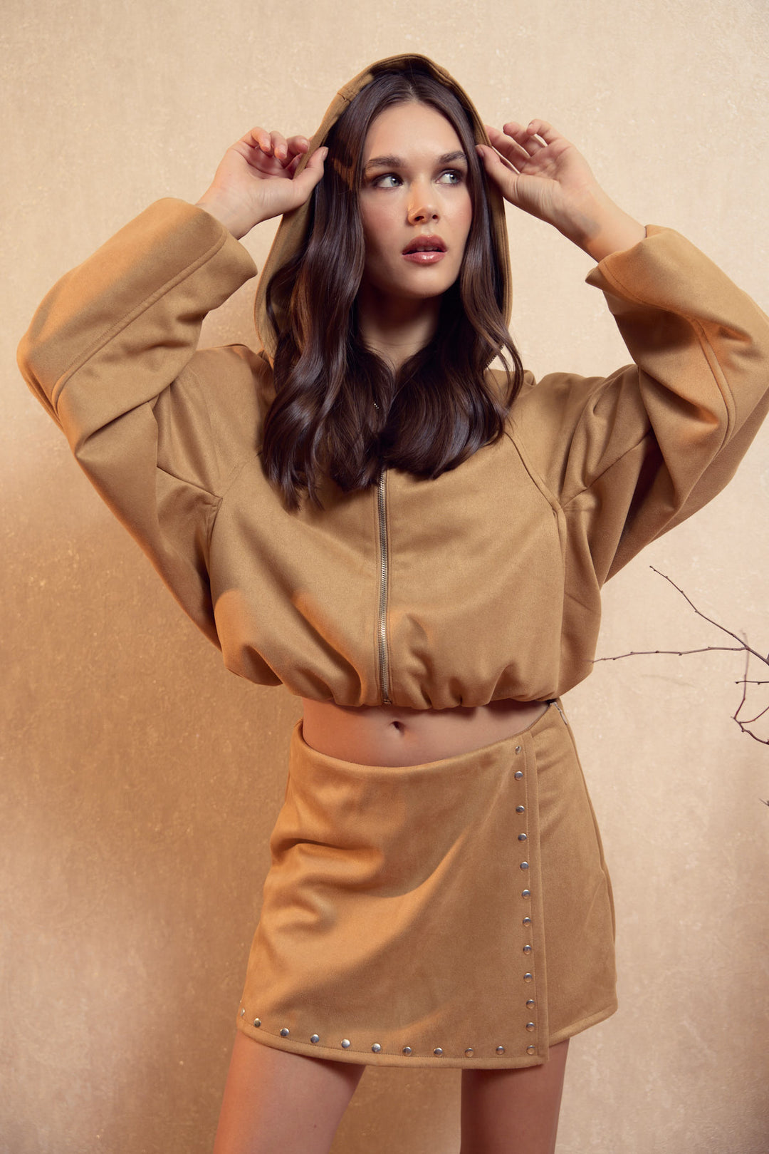 Süet Sweatshirt | Camel