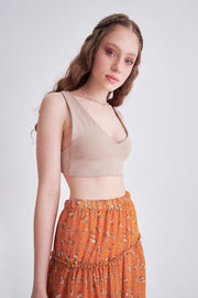 HARMONIA Bej Mini Crop Top