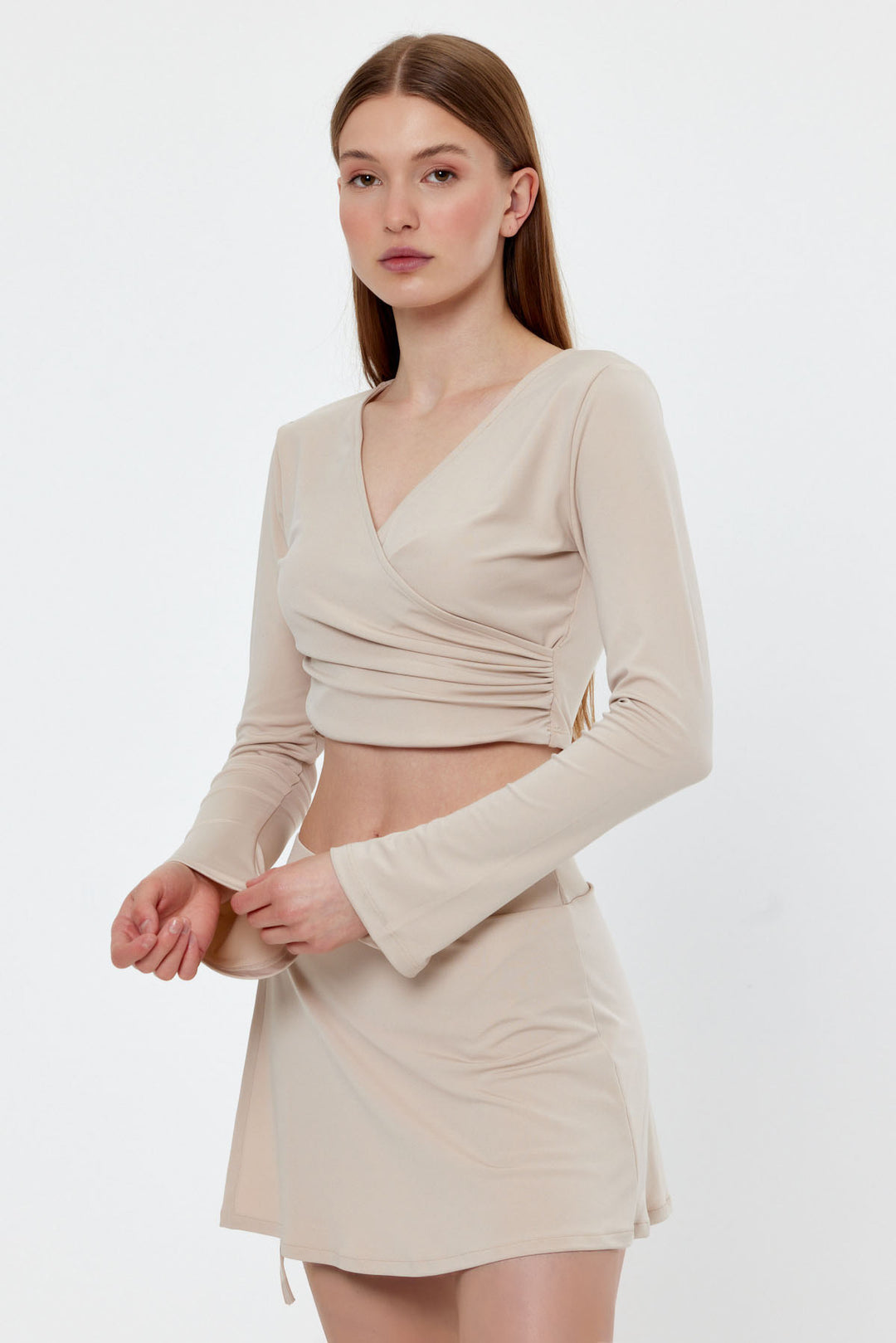 LYRA Bej Uzun Kollu Bluz