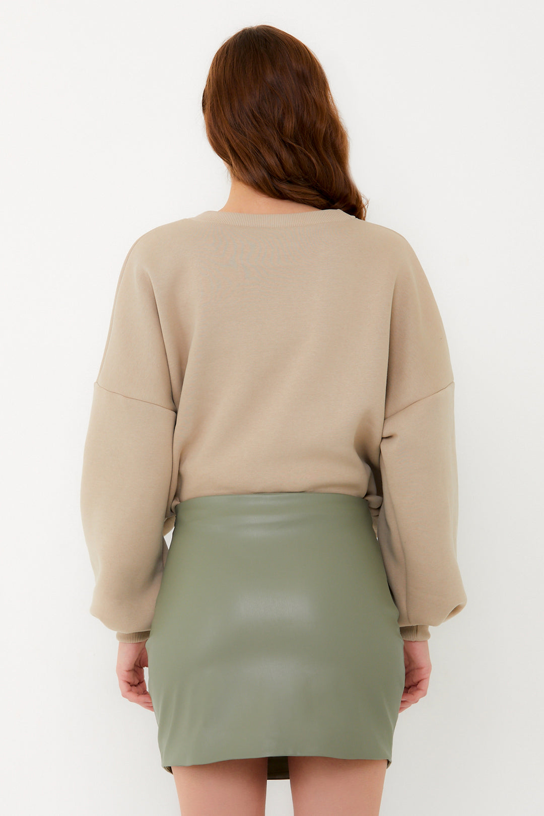 Yeşil Mini Deri Etek