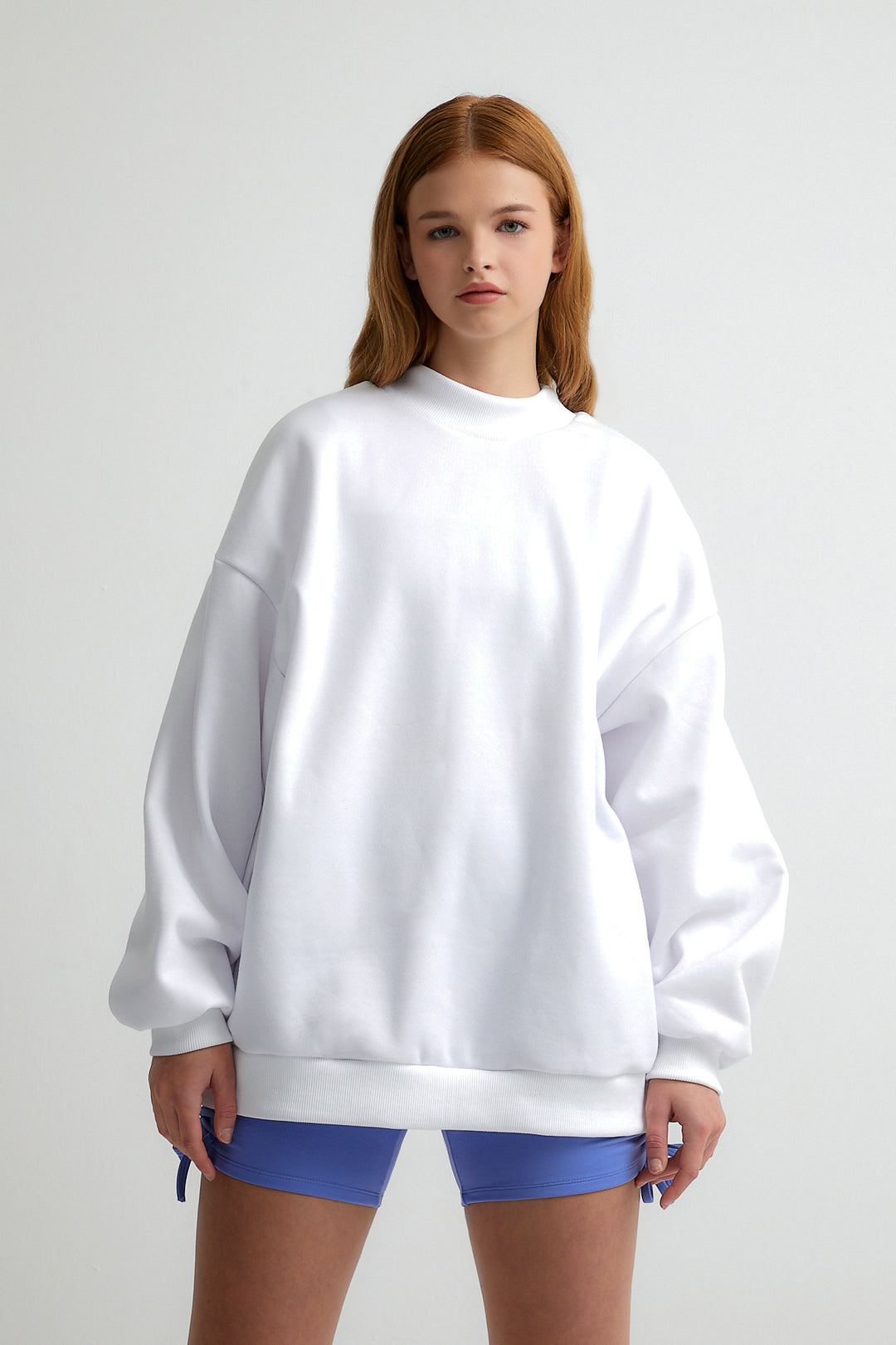 Beyaz Do What You Love Nakışlı Oversize Sweatshirt