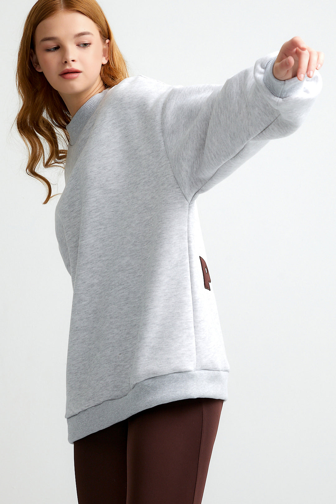 Gri Stay Fresh And Be Positive Nakışlı Oversize Sweatshirt
