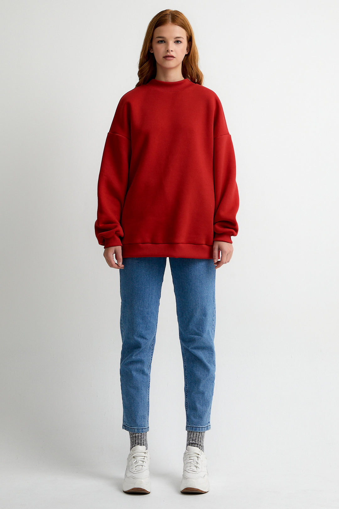 Kırmızı See Good In All Things Nakışlı Oversize Sweatshirt