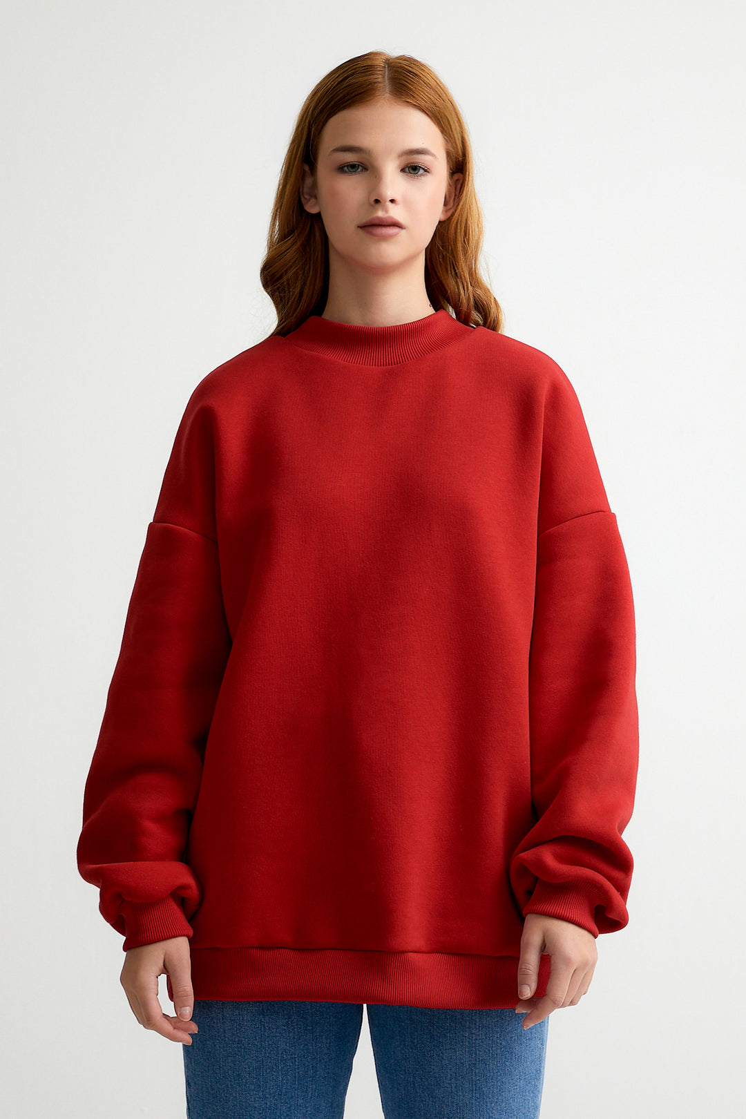 Kırmızı See Good In All Things Nakışlı Oversize Sweatshirt