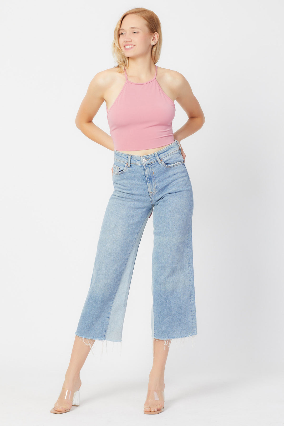 Pembe Sırtı Açık Crop Top