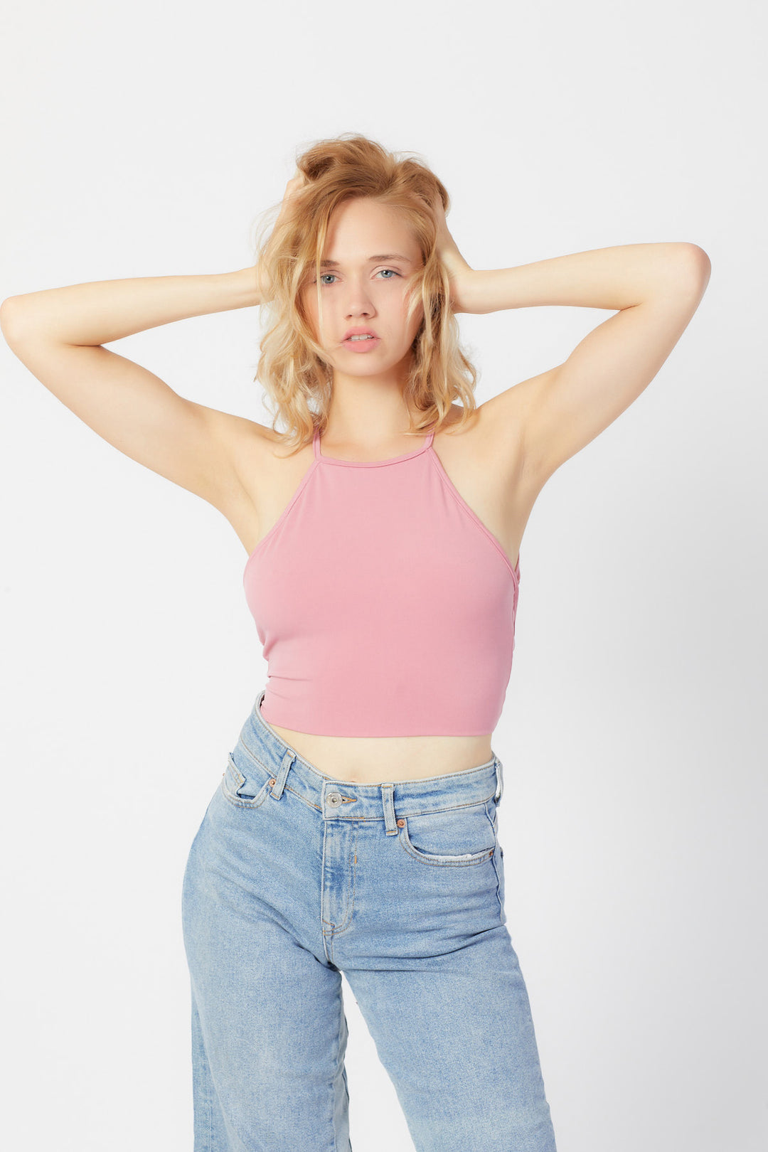 Pembe Sırtı Açık Crop Top