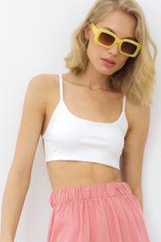 LIVIA Beyaz Sırtı V Crop Top