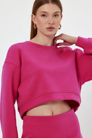 KARA Fuşya Crop Sweatshirt