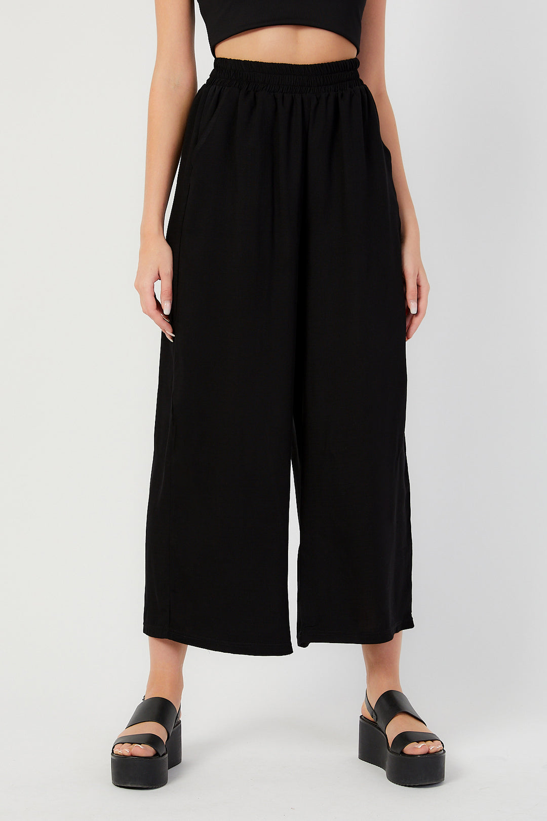 EISA Siyah Dökümlü Culotte Pantolon