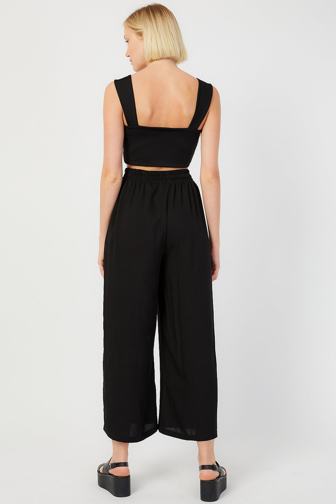 EISA Siyah Dökümlü Culotte Pantolon